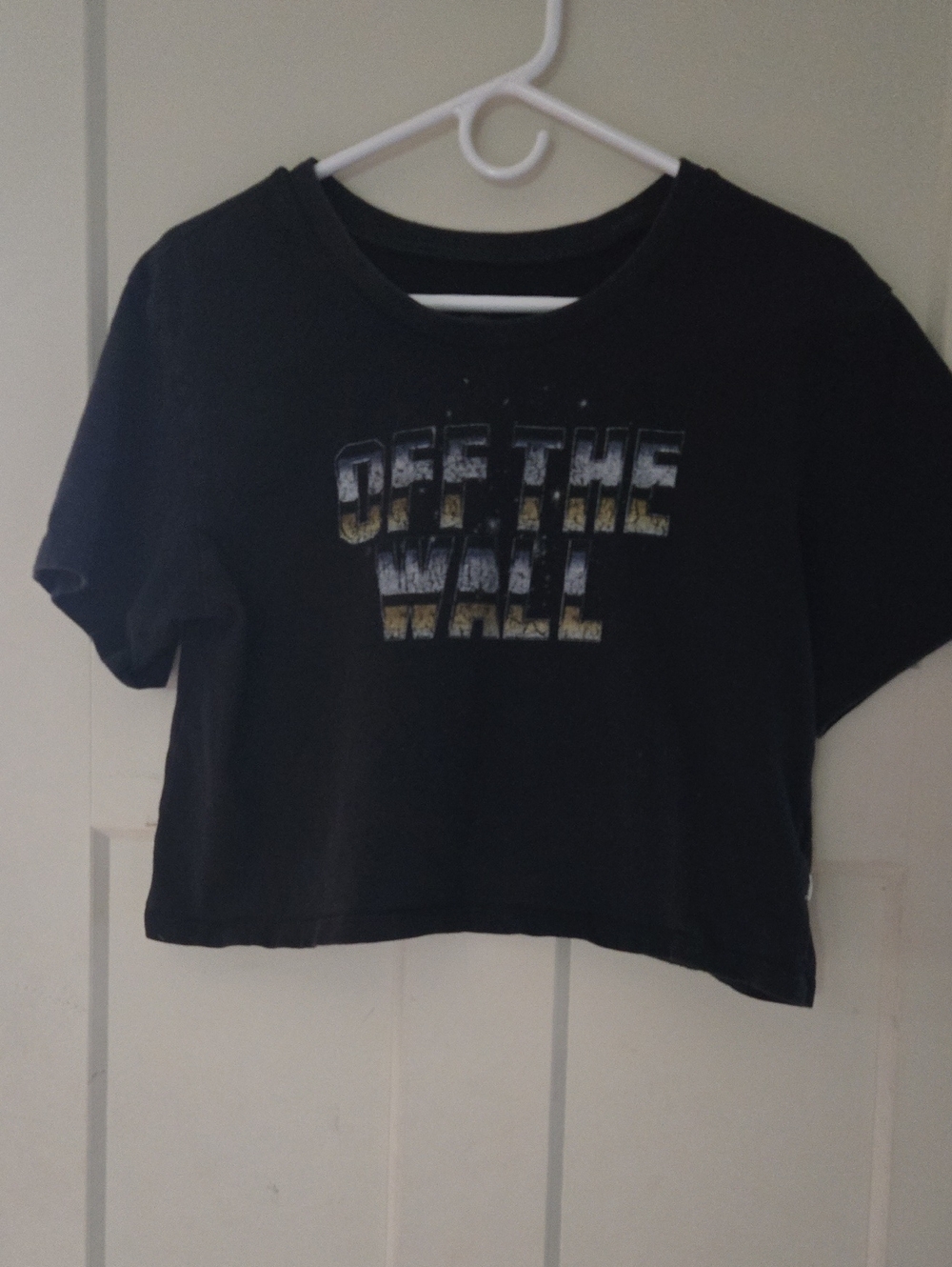 Vintage Vans Black Plated Crop Tee "Off The Wall" Size S